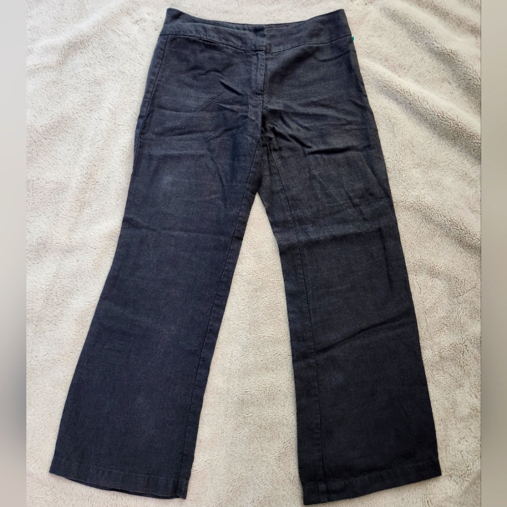 Eileen Fisher Charcoal Trousers. Linen Blend Wide Leg . Size ps. Very Roomy